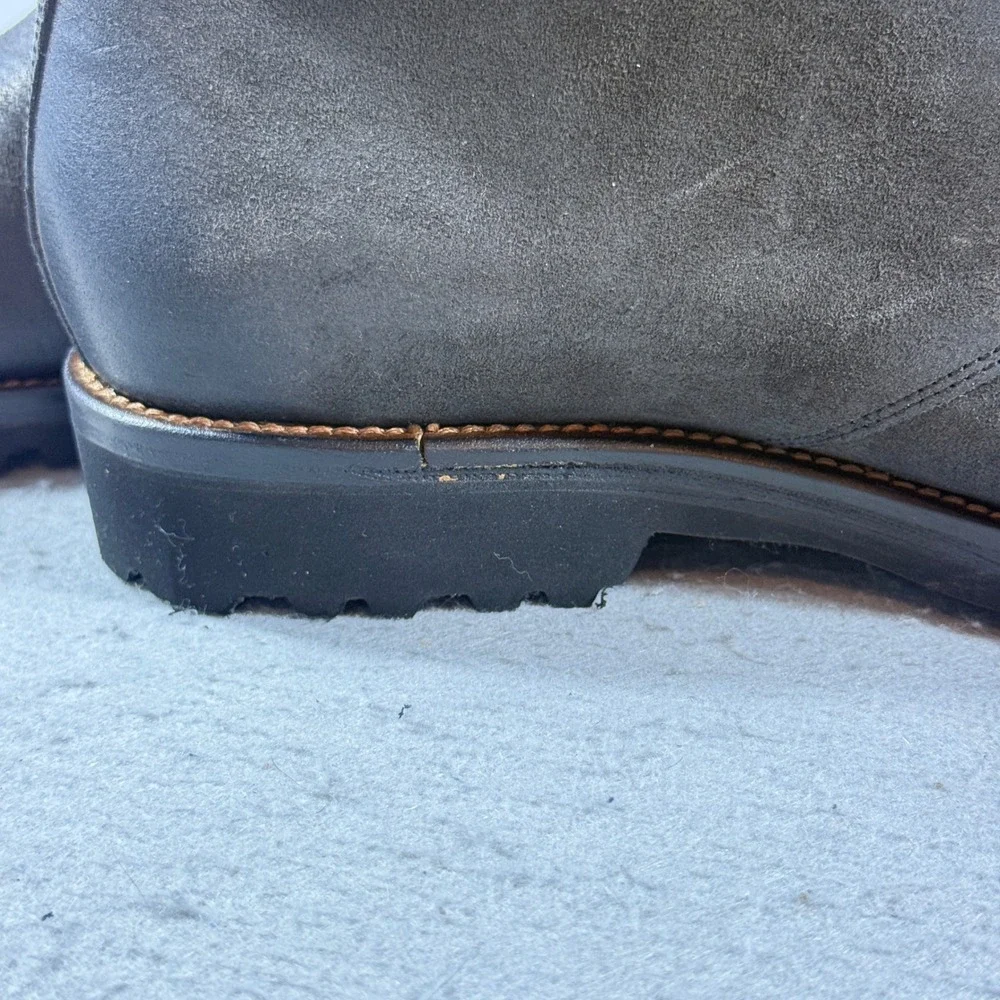 Paul Fredrick Men Grey Leather Chukka Boots Vibram Sole Made in Italy PFS210 8.5